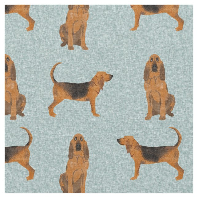 bloodhound dog light blue fabric (Close Up)
