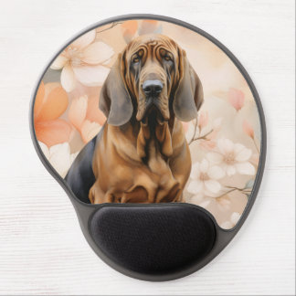 Bloodhound Dog Lover and Peach Blossoms Gel Mouse Pad