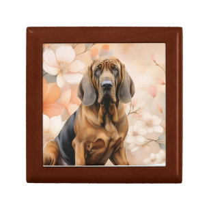 Bloodhound Dog Lover and Peach Blossoms Gift Box