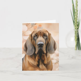 Bloodhound Dog Lover and Peach Blossoms Note Card