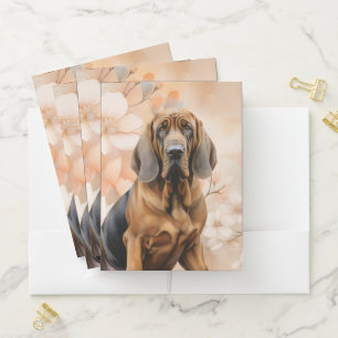 Bloodhound Dog Lover and Peach Blossoms Pocket Folder