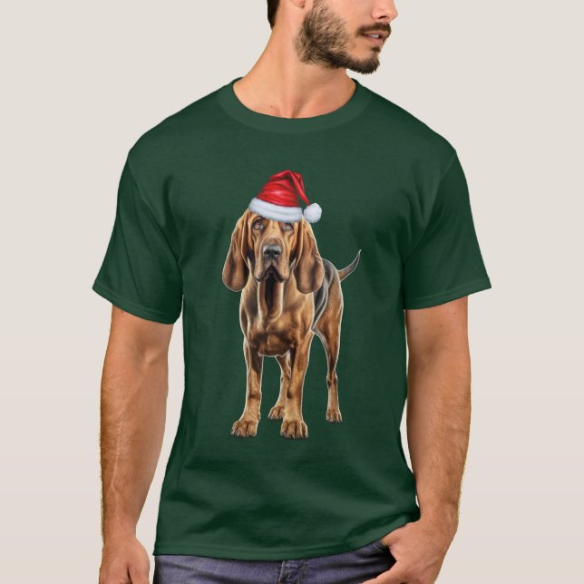 Bloodhound Dog Lover Funny Christmas T-Shirt (Front)