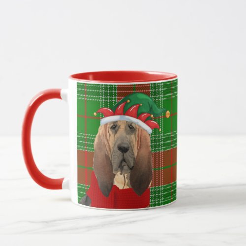 Bloodhound Dog Lover Holiday Plaid Christmas Mug