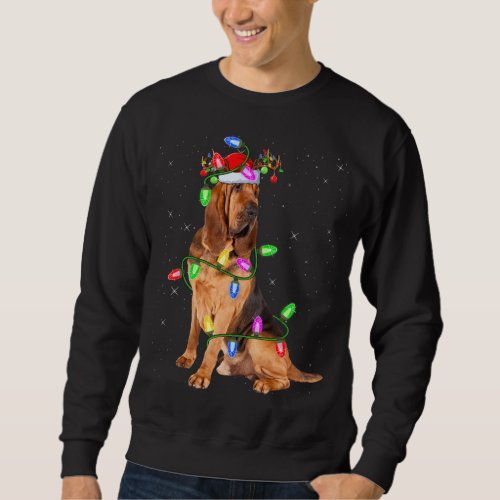 Bloodhound Dog Lover Xmas Lights Santa Bloodhound  Sweatshirt