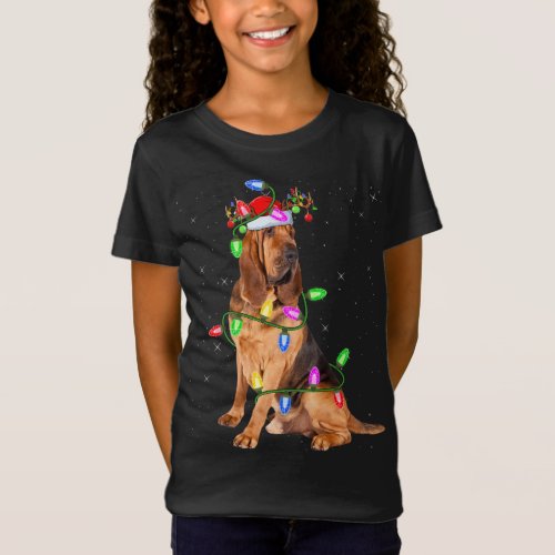 Bloodhound Dog Lover Xmas Lights Santa Bloodhound  T_Shirt