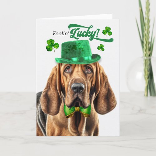 Bloodhound Dog Lucky St Patricks Day Holiday Card