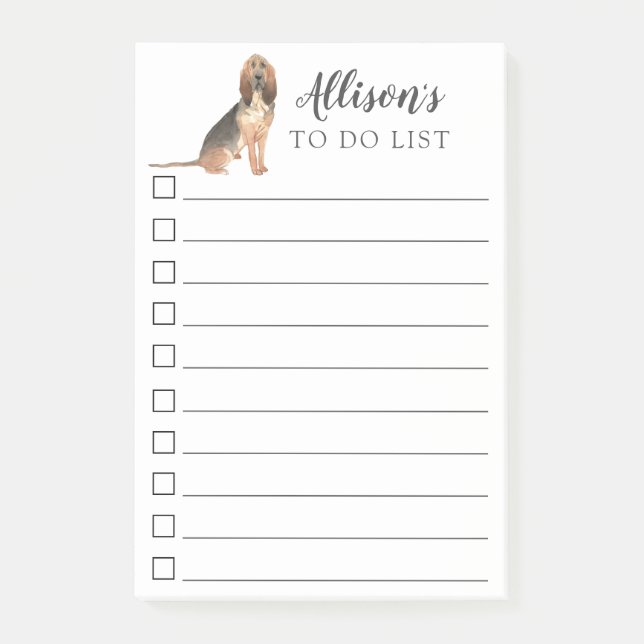 BloodHound Dog Personalized To Do List Post-it Notes (Front)