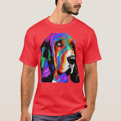Bloodhound Dog Rainbow Painting T_Shirt