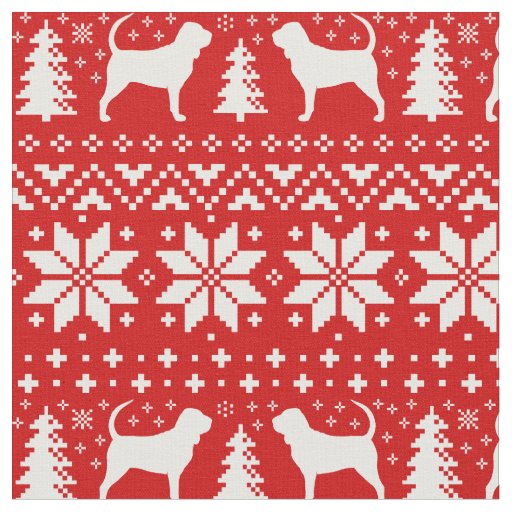 Bloodhound Dog Silhouettes Christmas Holiday Fabric
