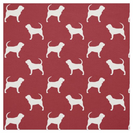 Bloodhound Dog Silhouettes Red and White Patterned Fabric