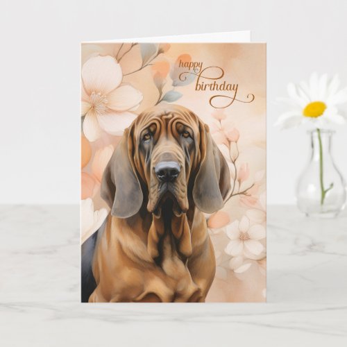 Bloodhound Dog Soft Peach Blossoms Birthday
