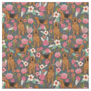 bloodhound dog vintage florals dark fabric