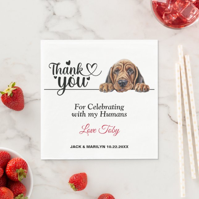 Bloodhound Dog Wedding Cocktail Napkins (Insitu)