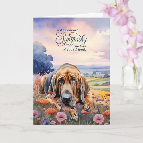Bloodhound Dog with Wildflowers Pet Sympathy