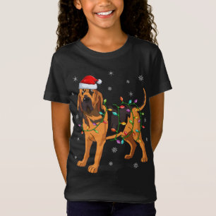 Bloodhound Dog Xmas Lighting Santa Hat Bloodhound  T-Shirt