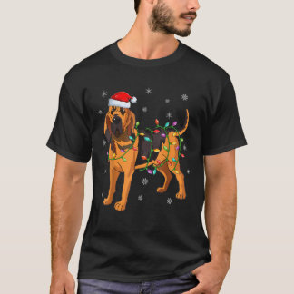 Bloodhound Dog Xmas Lighting Santa Hat Bloodhound  T-Shirt