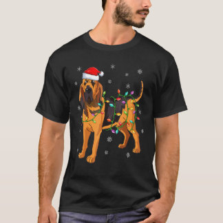 Bloodhound Dog Xmas Lighting Santa Hat Bloodhound T-Shirt