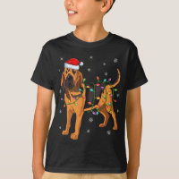 Bloodhound Dog Xmas Lighting Santa Hat Bloodhound