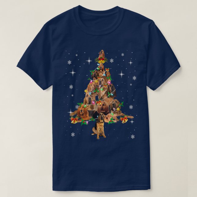 Bloodhound Dog Xmas Tree Lighting Bloodhound Chris T-Shirt (Design Front)