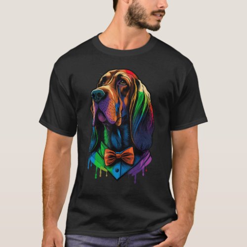 Bloodhound Gay Pride Dog LGBT Rainbow Flag Bloodho T_Shirt