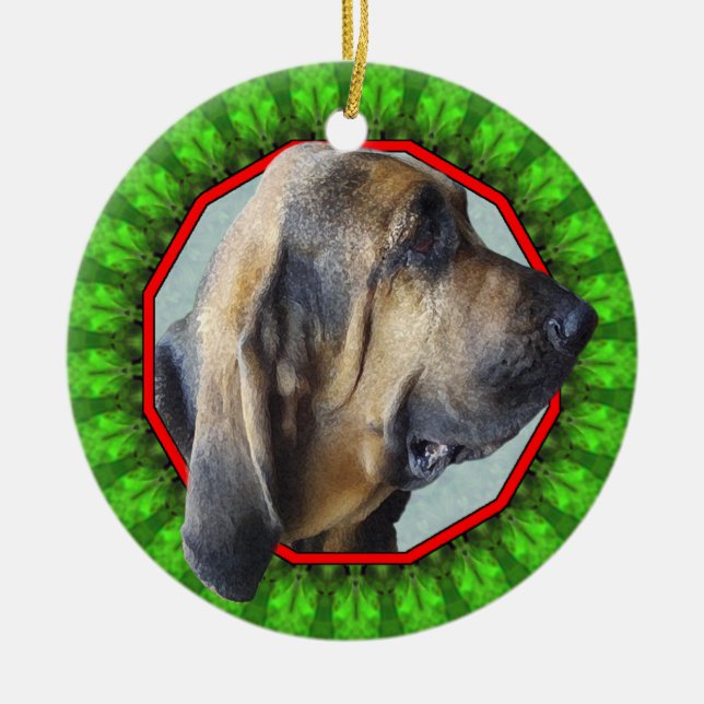 Bloodhound Happy Howliday Ceramic Ornament (Front)