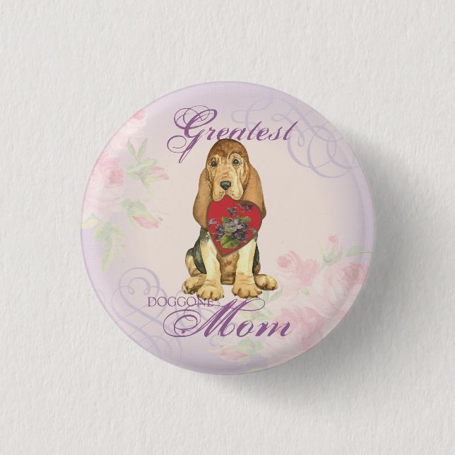 Bloodhound Heart Mom Pinback Button (Front)