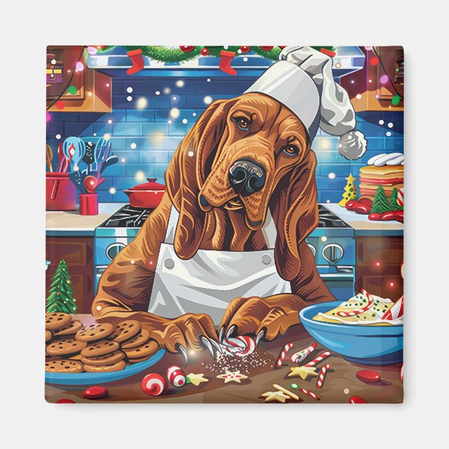 Bloodhound Holiday Baking: Festive Christmas Magnet (Front)