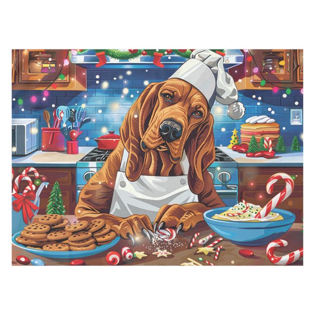Bloodhound Holiday Baking: Festive Christmas Tablecloth (Front (Horizontal))