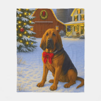 Bloodhound Holiday  Fleece Blanket