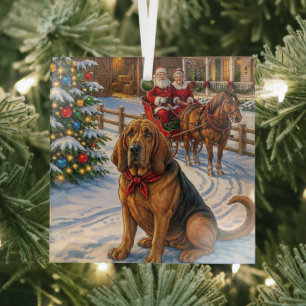 Bloodhound Holiday Glass Ornament