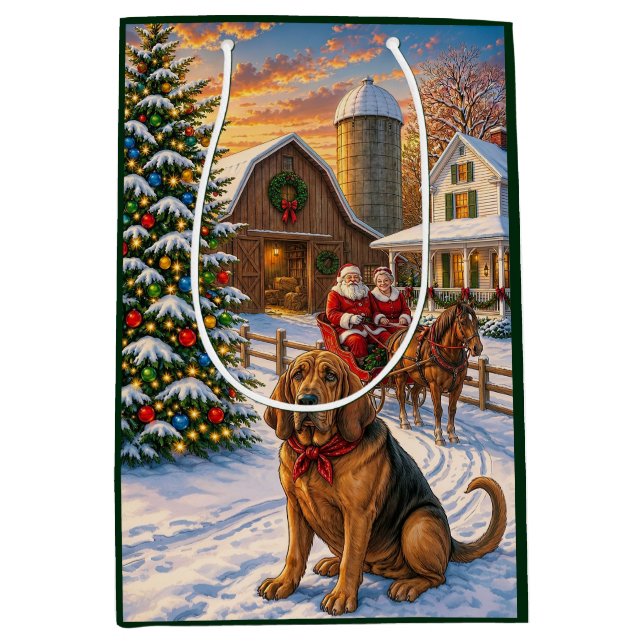 Bloodhound Holiday  Medium Gift Bag (Front)
