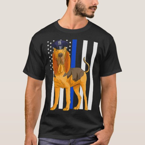 Bloodhound K9 Police Officer USA Flag Gift T_Shirt