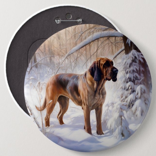 Bloodhound Let It Snow Christmas Button (Front & Back)