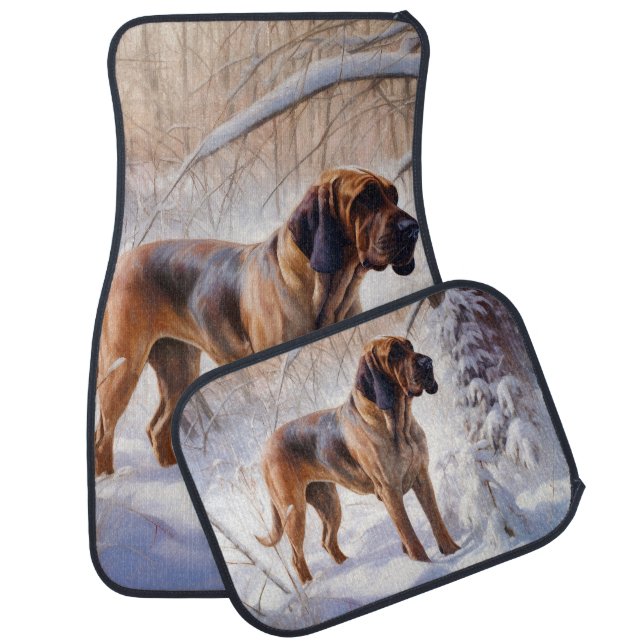 Bloodhound Let It Snow Christmas Car Floor Mat (Set)