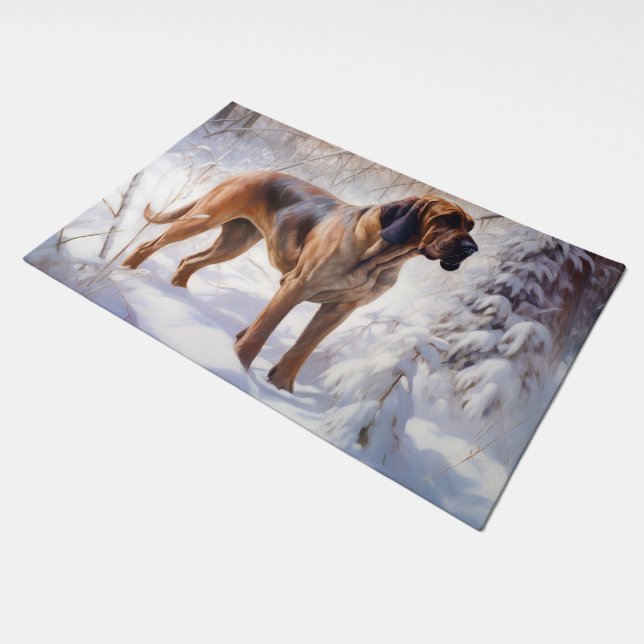 Bloodhound Let It Snow Christmas Doormat (Angled)
