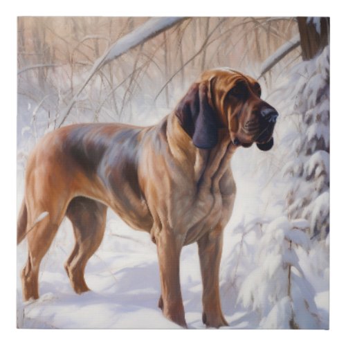 Bloodhound Let It Snow Christmas Faux Canvas Print