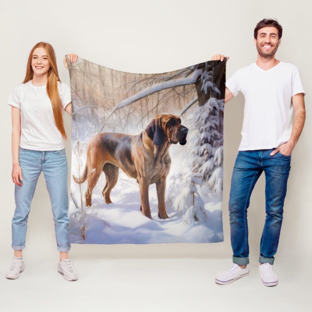 Bloodhound Let It Snow Christmas Fleece Blanket (In Situ)