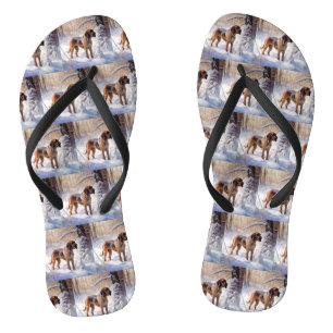 Bloodhound Let It Snow Christmas Flip Flops