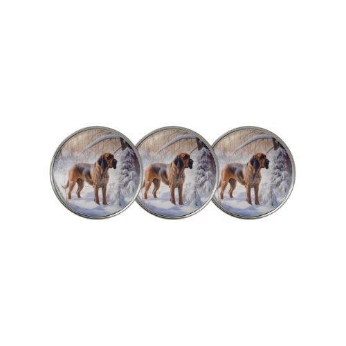 Bloodhound Let It Snow Christmas Golf Ball Marker