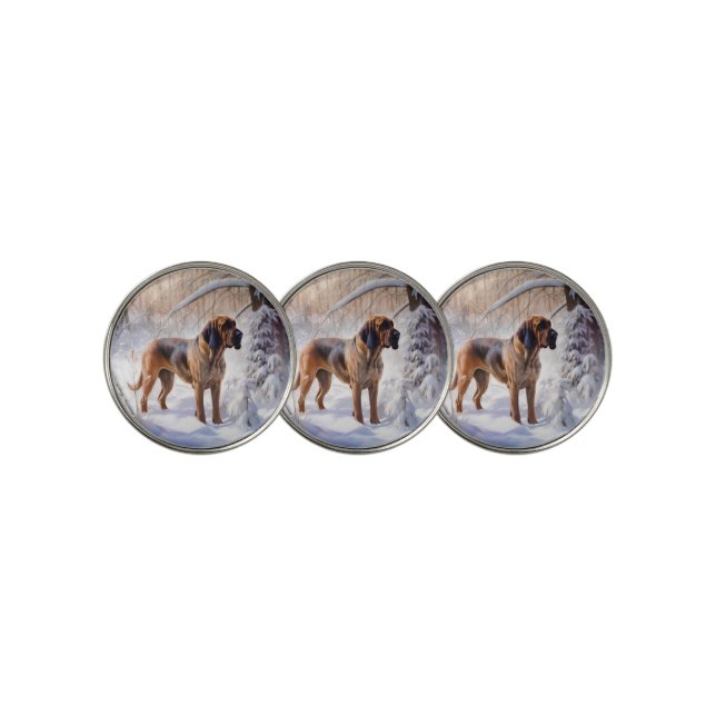 Bloodhound Let It Snow Christmas Golf Ball Marker (3 Up)