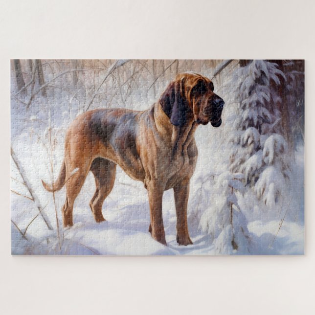 Bloodhound Let It Snow Christmas Jigsaw Puzzle (Horizontal)
