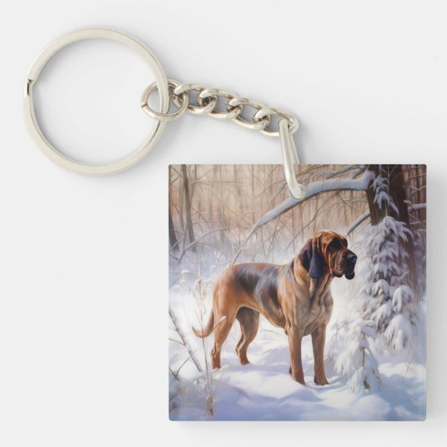 Bloodhound Let It Snow Christmas Keychain (Front)