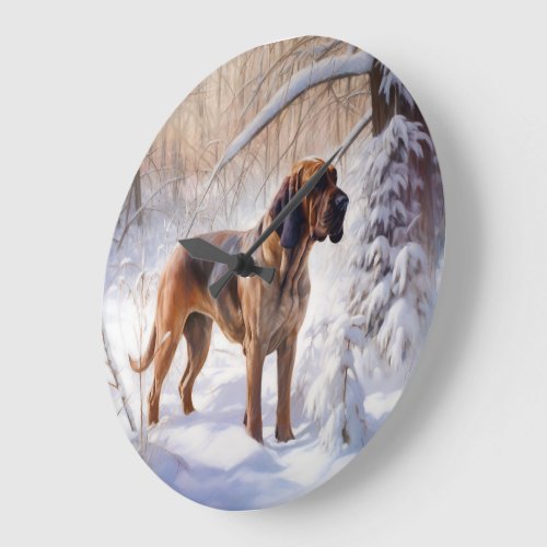 Bloodhound Let It Snow Christmas Large Clock