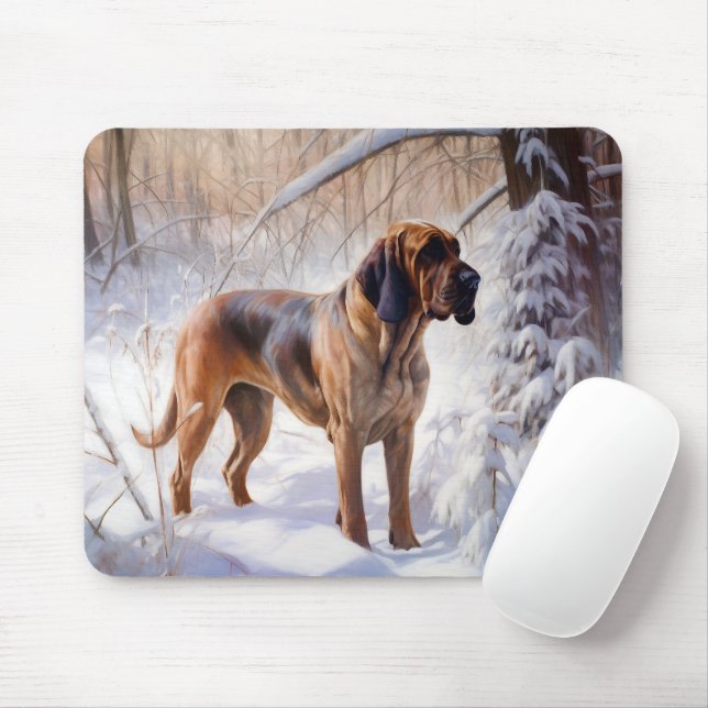 Bloodhound Let It Snow Christmas Mouse Pad (With Mouse)
