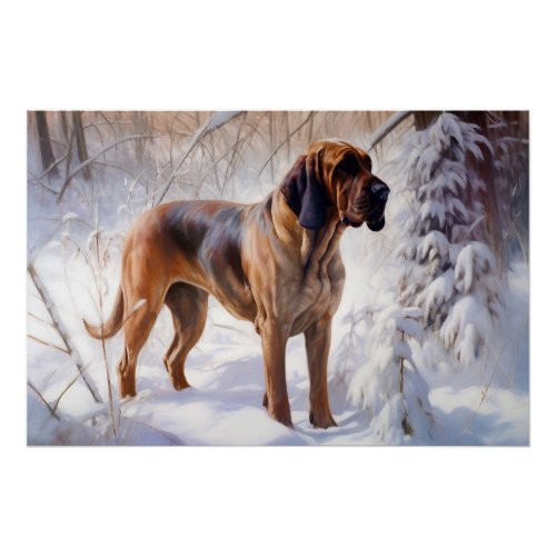 Bloodhound Let It Snow Christmas Poster