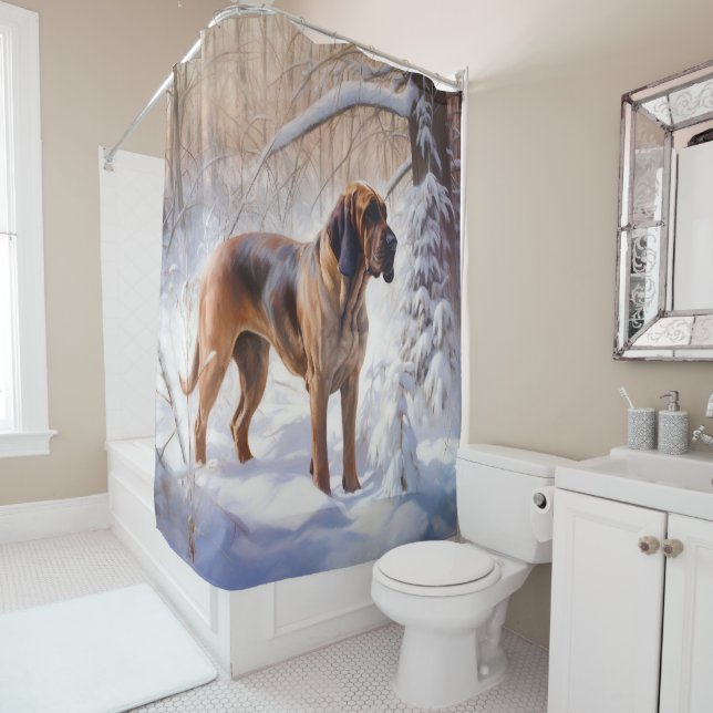 Bloodhound Let It Snow Christmas Shower Curtain (In Situ)