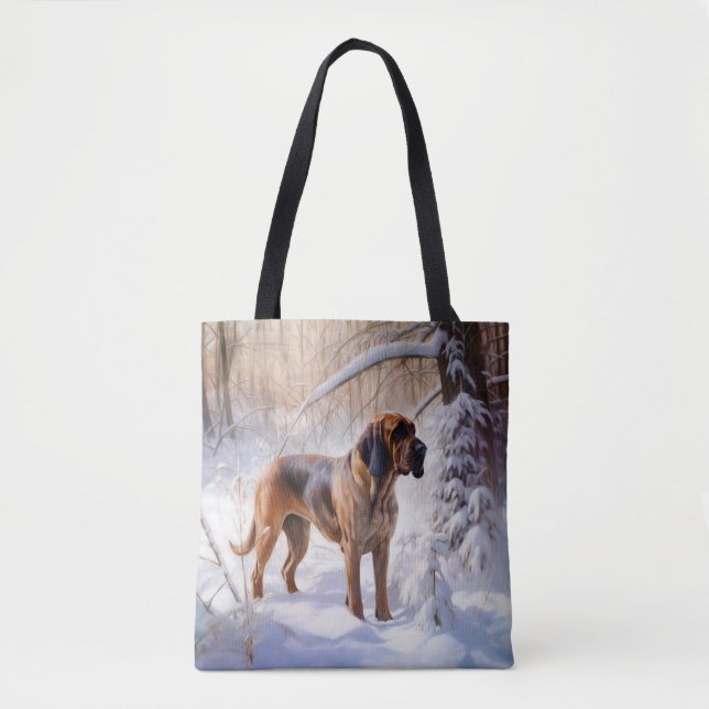 Bloodhound Let It Snow Christmas Tote Bag (Front)