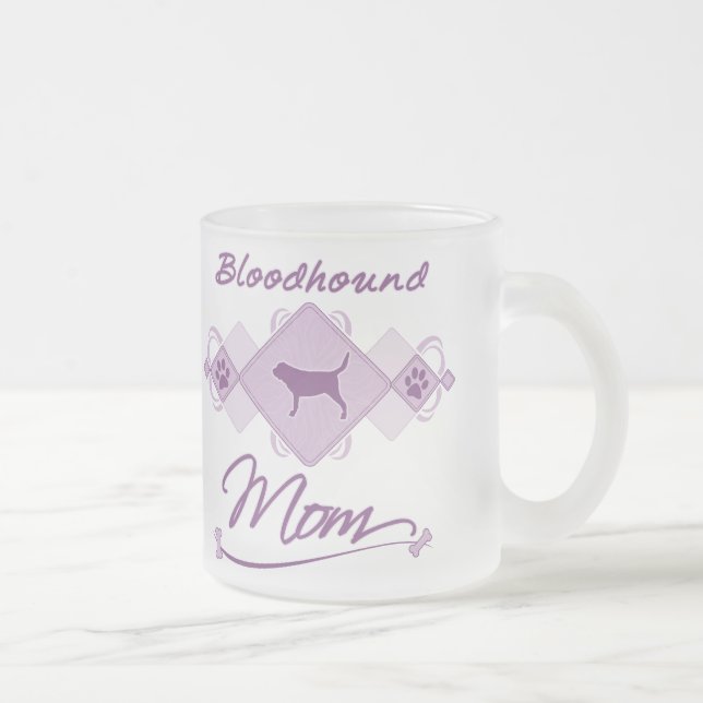 Bloodhound Mom Frosted Glass Coffee Mug (Right)