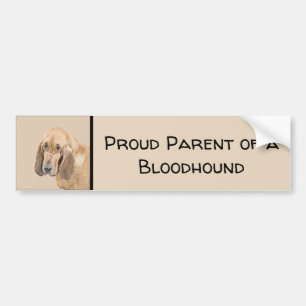 Bloodhound Painting - Cute Original Dog Art Bumper Sticker