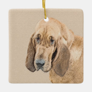 Bloodhound Painting - Cute Original Dog Art Ceramic Ornament